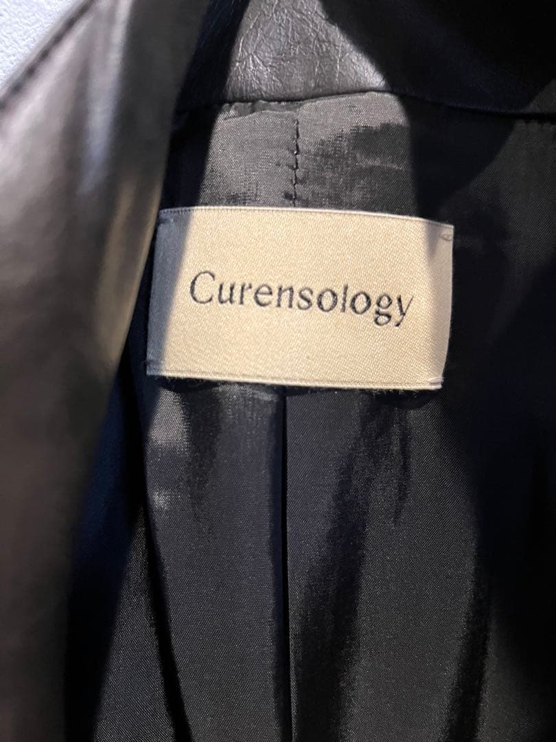 Curensology ヴィンテージフェイクレザーコート　ブラウン