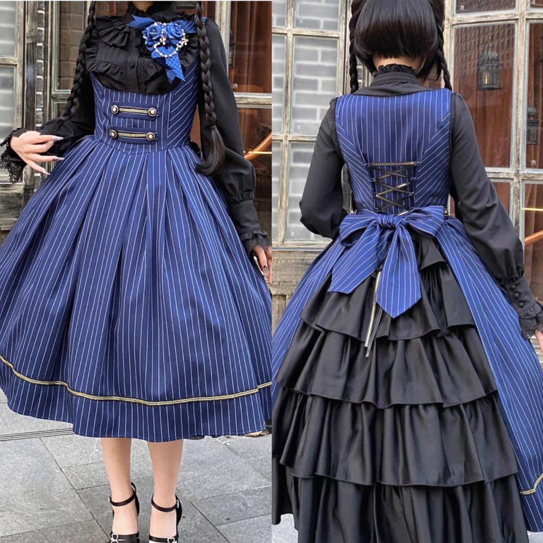 Bright Moon コルセットジャンパースカート ロリータ ネイビー