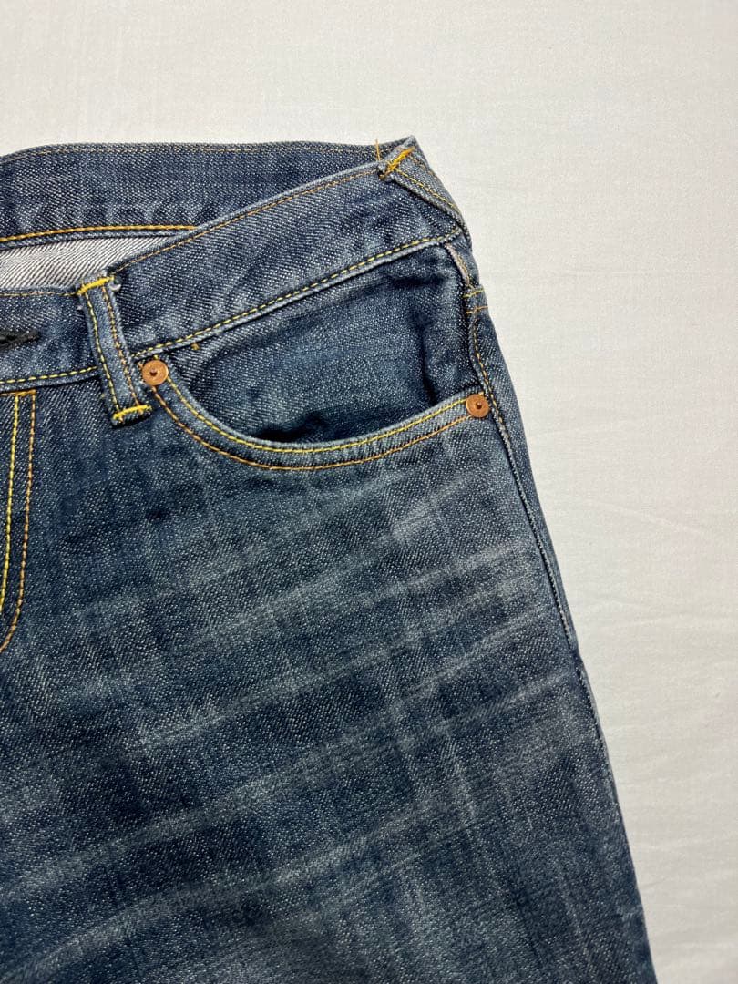 EVISU DONNA 27サイズ　白大黒　ビックカモメ　色落ち加工　ジッパー