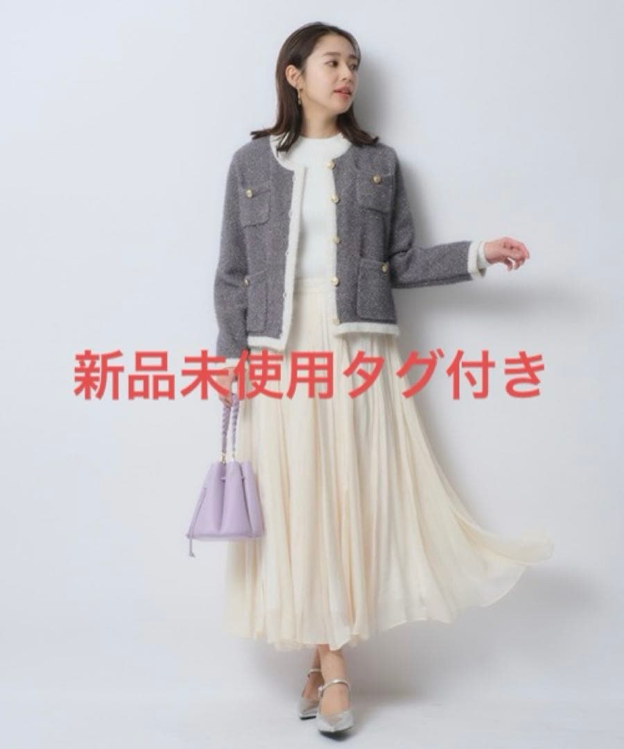 【新品】　ジャスグリッティー　スパークシフォンマチフレアスカート　白