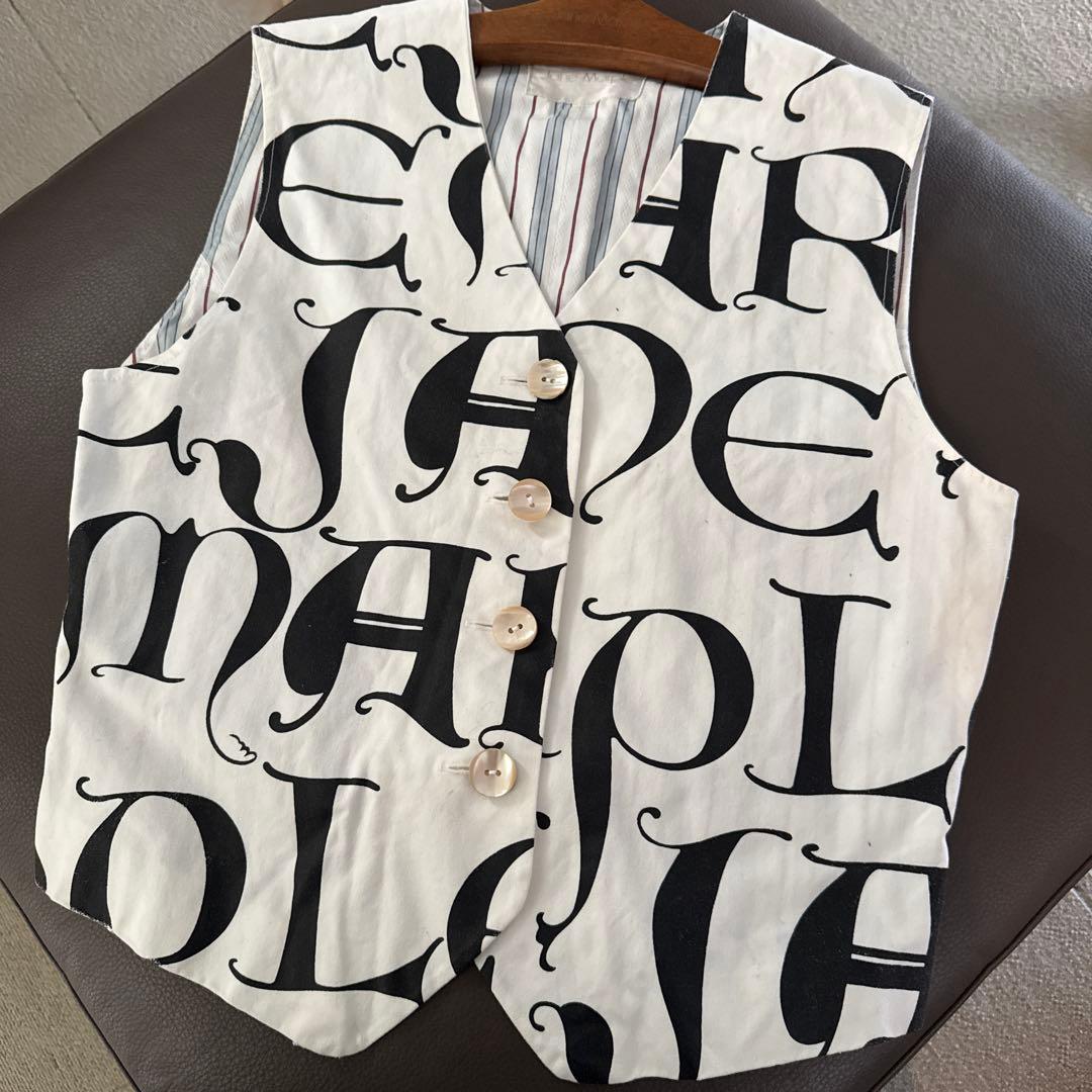 JaneMarple 初期 ロゴプリント コットンベスト ジェーンマープル