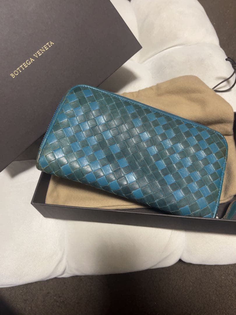 S*i様 Bottega Veneta 長財布 青緑 編み込みデザイン