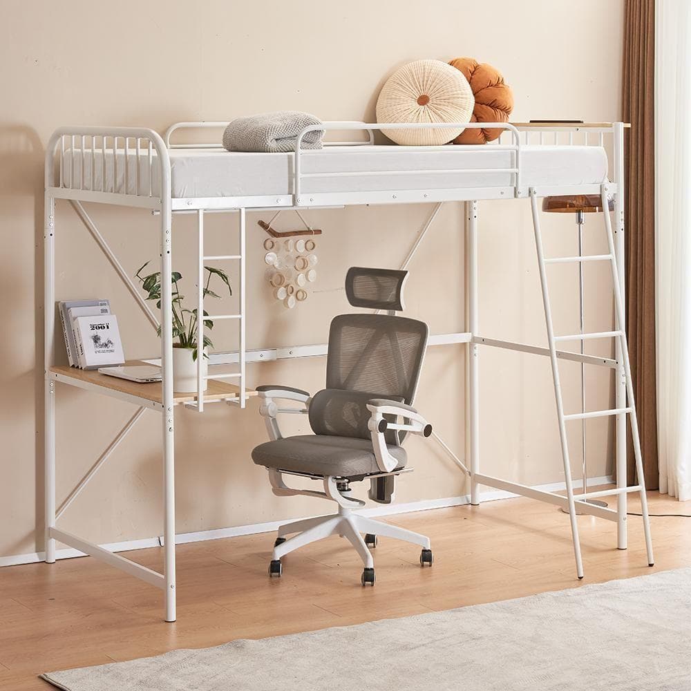 システムベット ロフトベッド コンセント付き デスク付き 耐荷重150kg 北欧