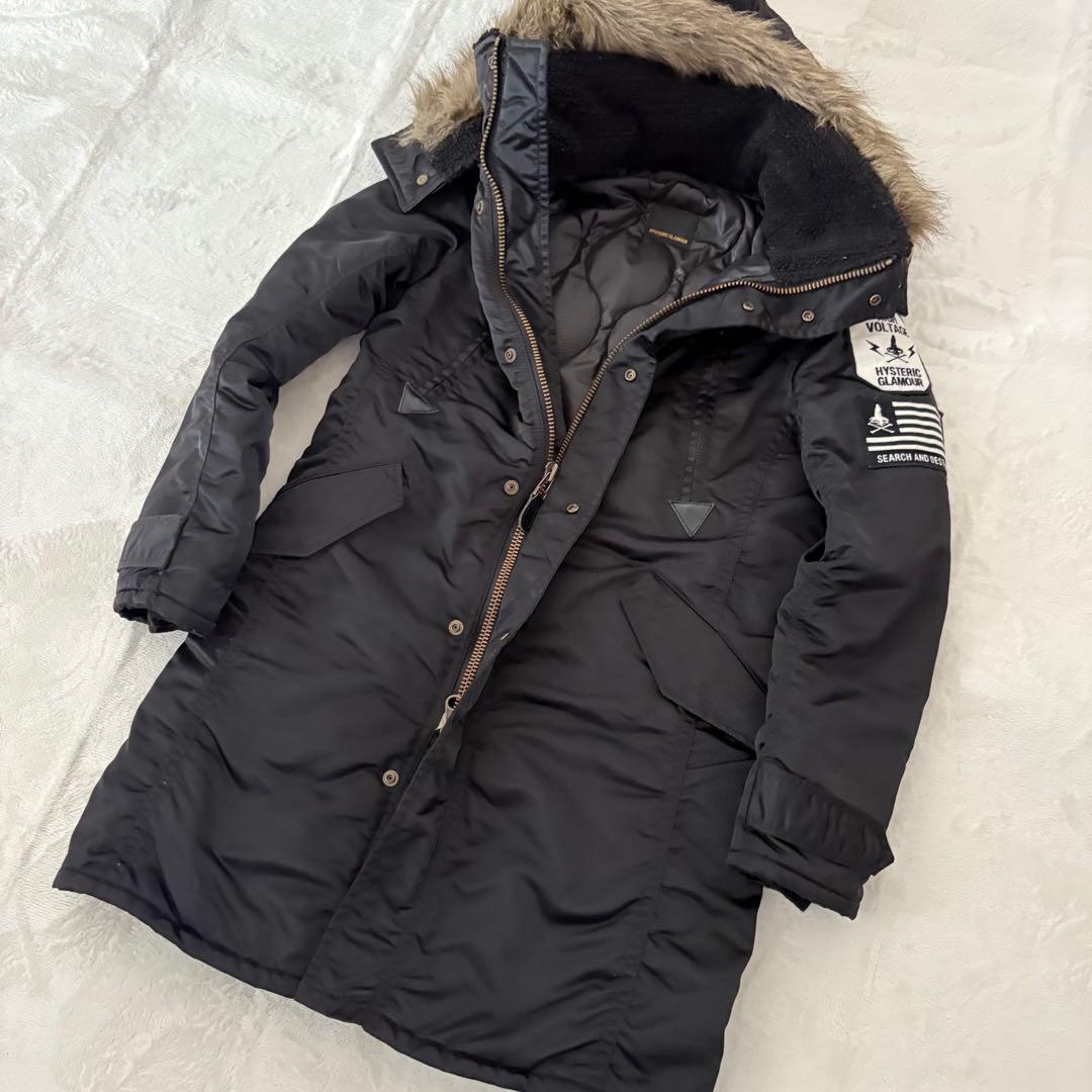 レア✨ヒステリックグラマー 2way ワッペン フードファー フリーサイズ 黒