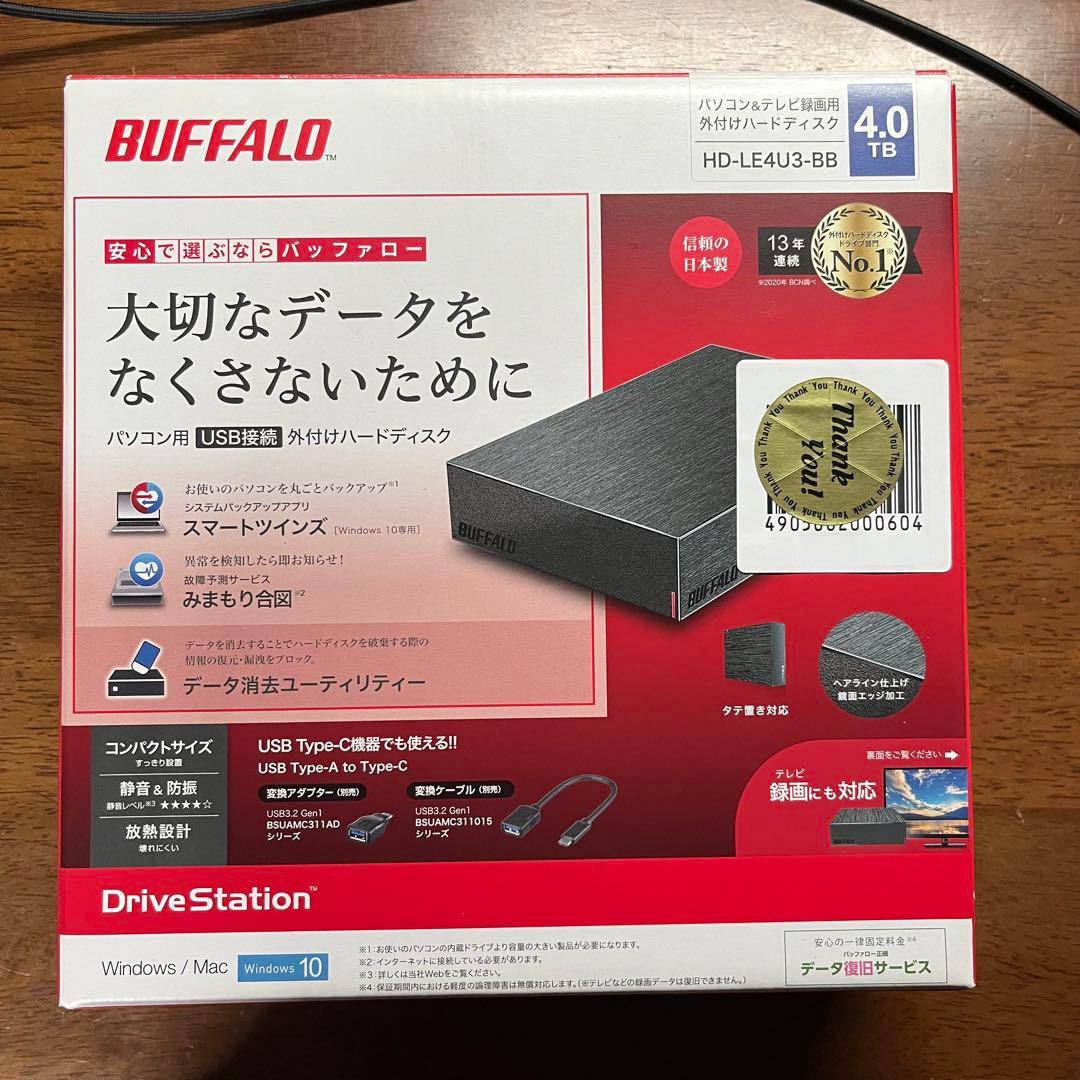 BUFFALO HD-LE4U3-BB 4TB 外付けハードディスク