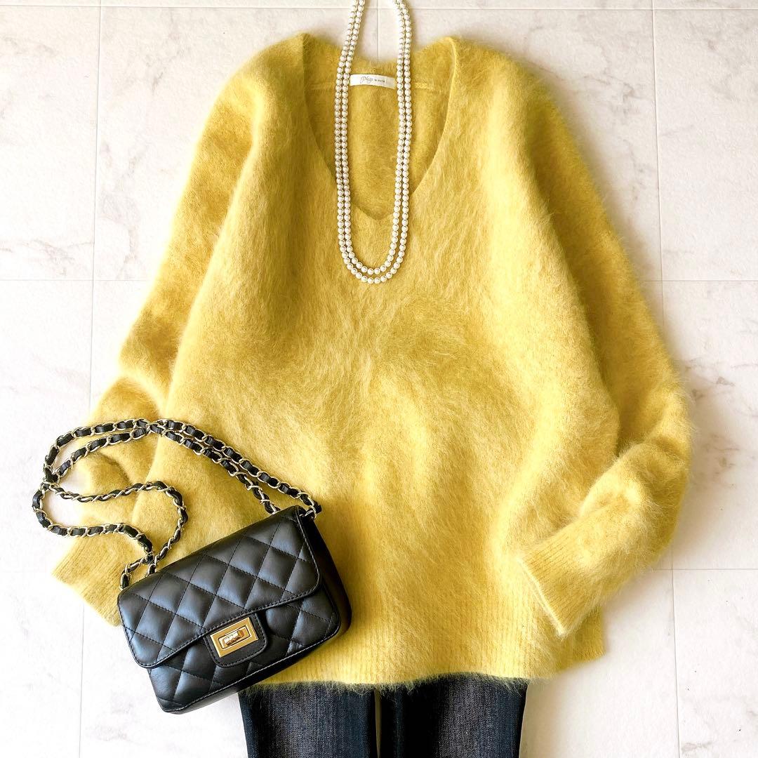 極美品☆プラージュ ふわふわ ファー Vネック スリットプルオーバー ゆったり