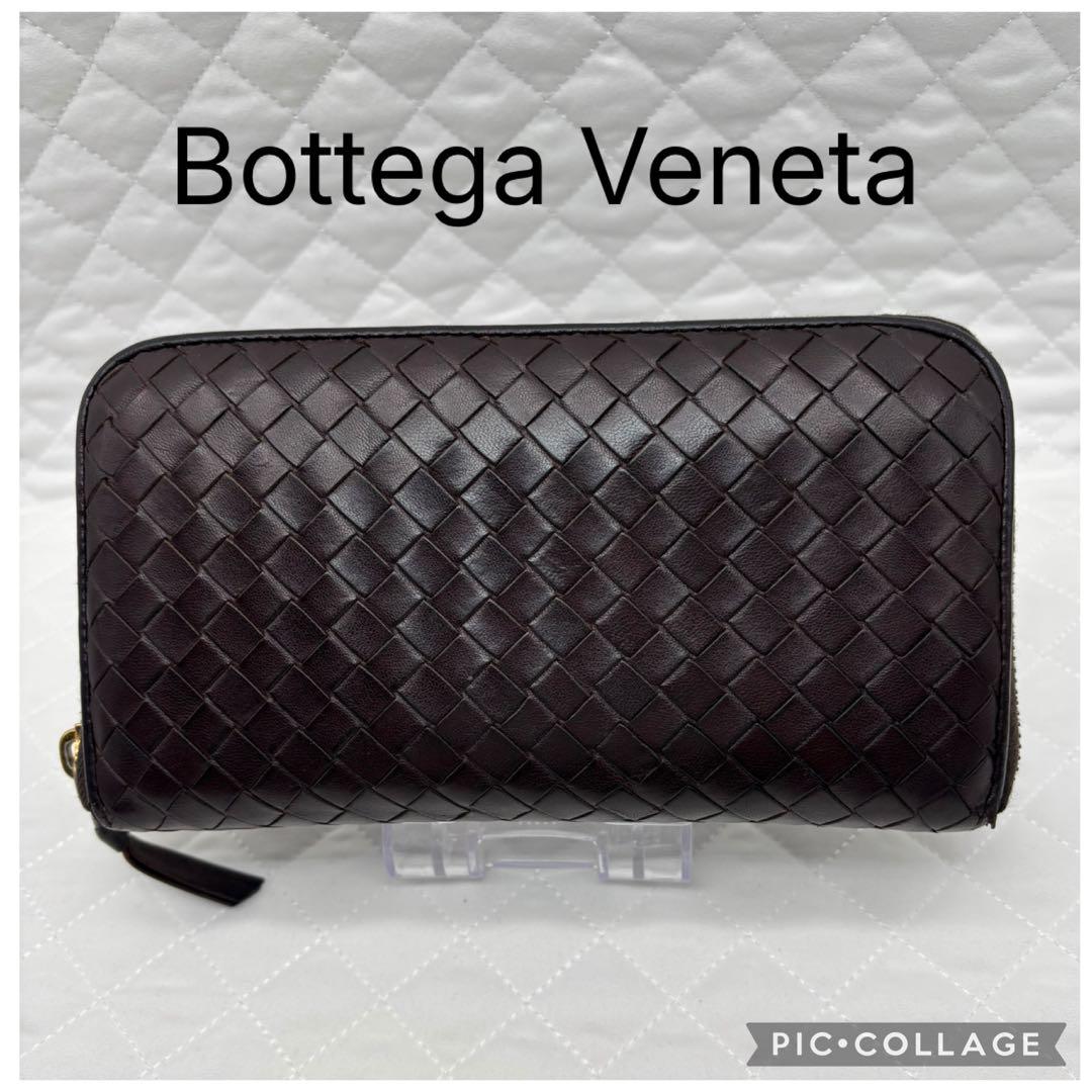 ボッテガヴェネタ　イントレチャートラウンドファスナー長財布　114076