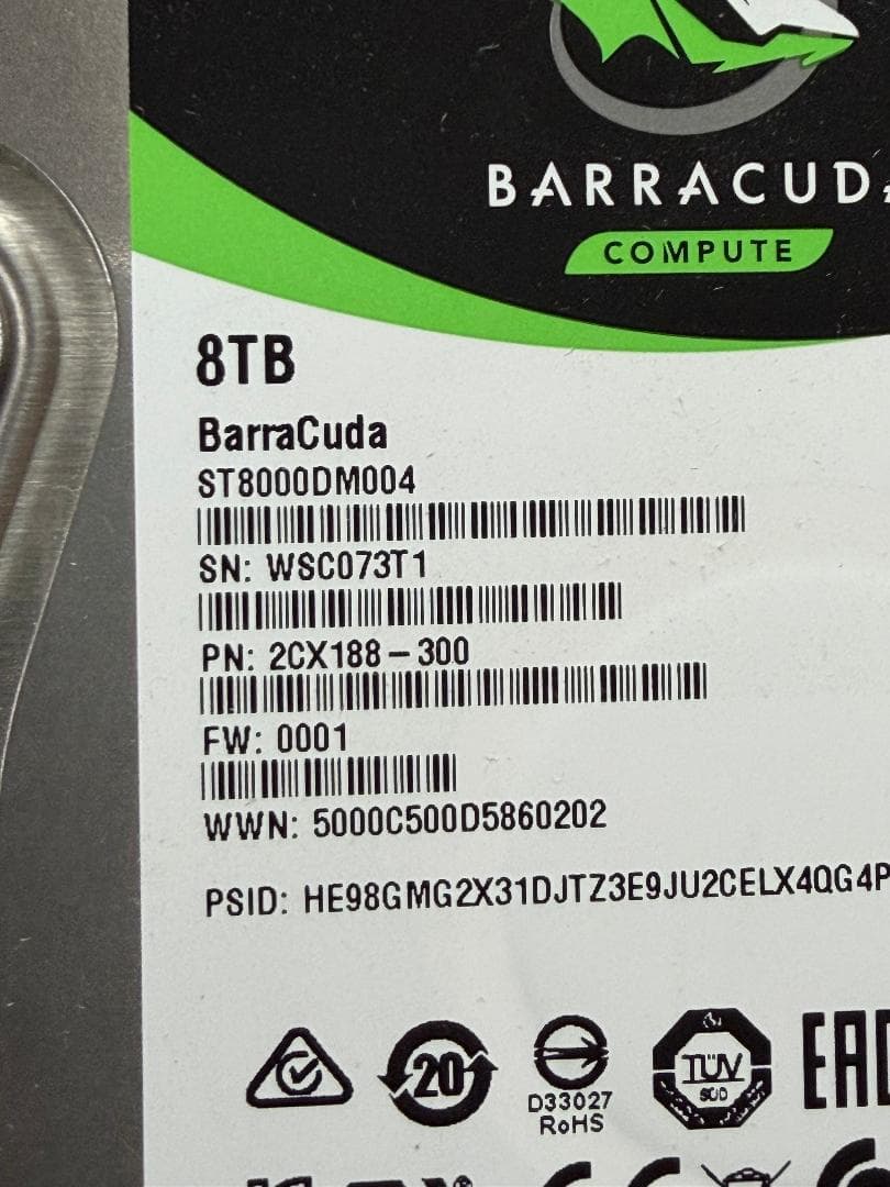 Seagate BarraCuda 8TB HDD x 2 16TB ⑤