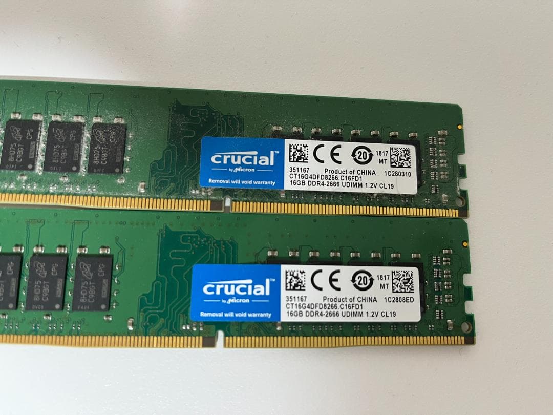 Crucial 16GB DDR4 2666MHz メモリ　×2　合計32GB