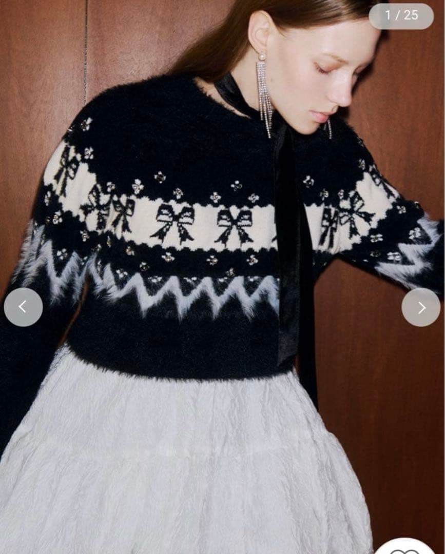 LILY BROWN [L.B CANDY STOCK]リボンビジューニット