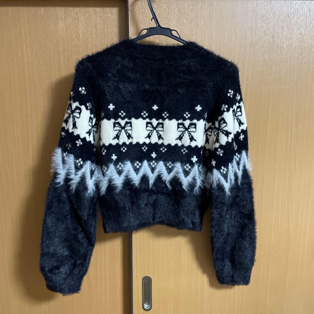 LILY BROWN [L.B CANDY STOCK]リボンビジューニット