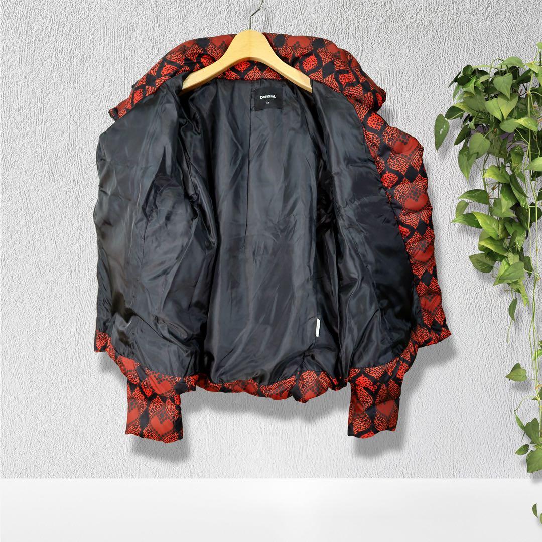 【完売品 美品】Desigual デシグアル ダウンジャケット ハート柄 総柄