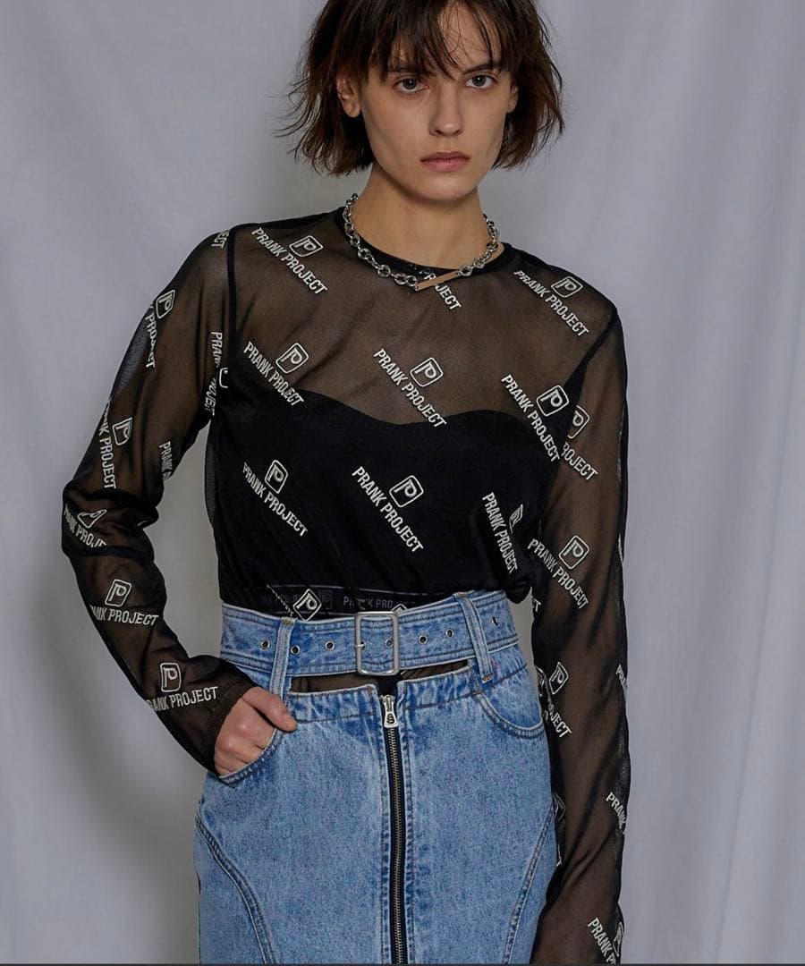 【PRANK PROJECT】新品•未使用シースルーロゴジャガードニット