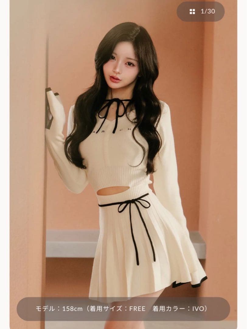 【Darich】ウエストオープンリボンデザインニットミニワンピース FL