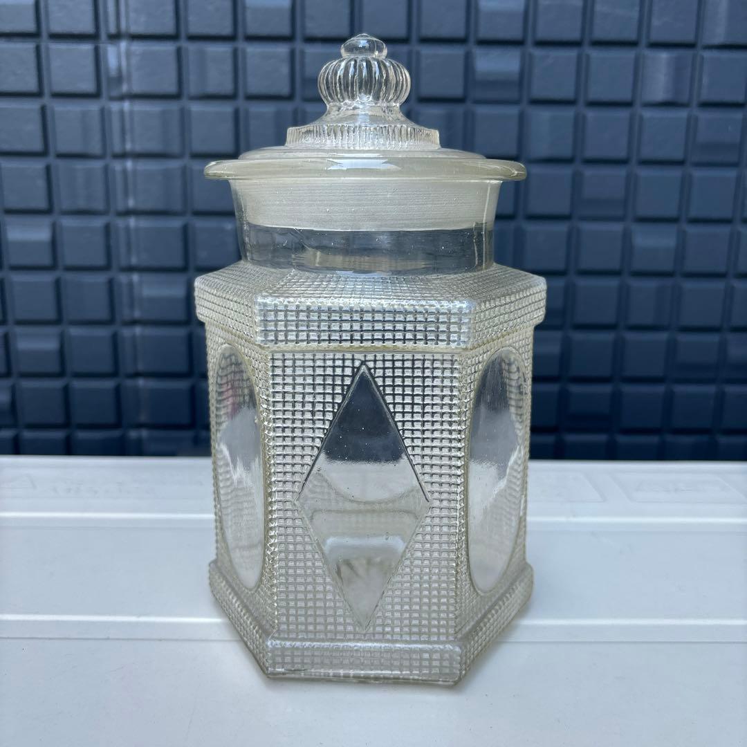 飴屋瓶 ガラス瓶 保存容器 ガラス 昭和レトロ 大正ロマン 六角形 珍しい