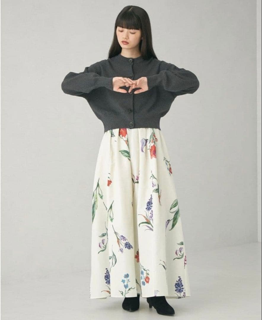 EMMEL REFINESエメルリファインズフラワープリントマキシスカートXS