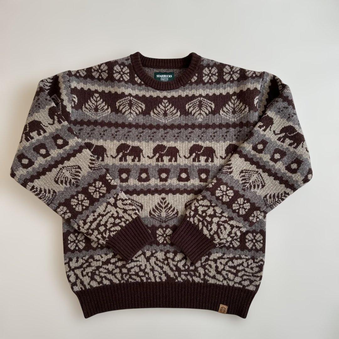 STARBUCKS STAND by BEAMS ジャカードクルーニット