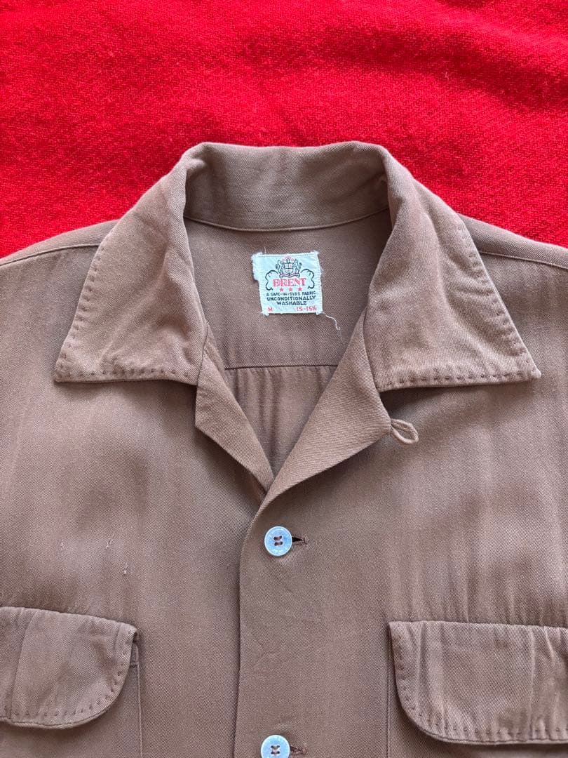 50s Brent オープンカラー レーヨン ギャバジン シャツ