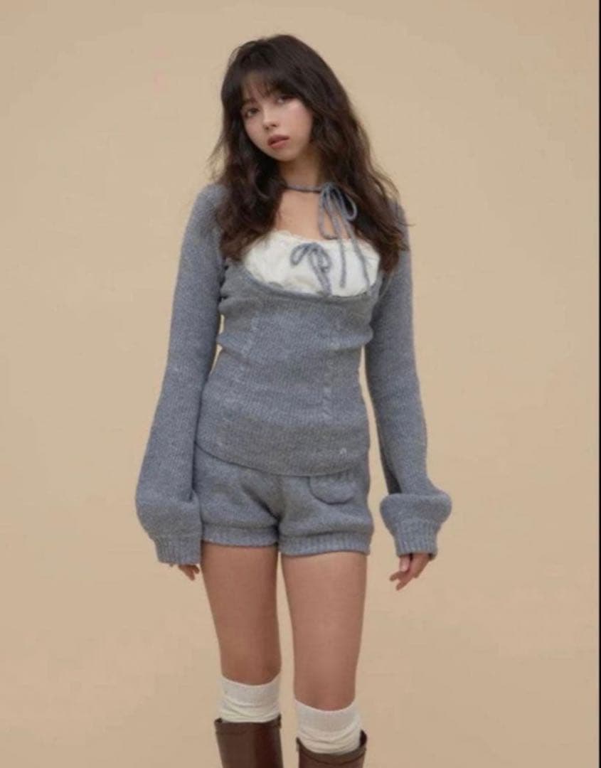 andmary Raven gather set up gray 正規品