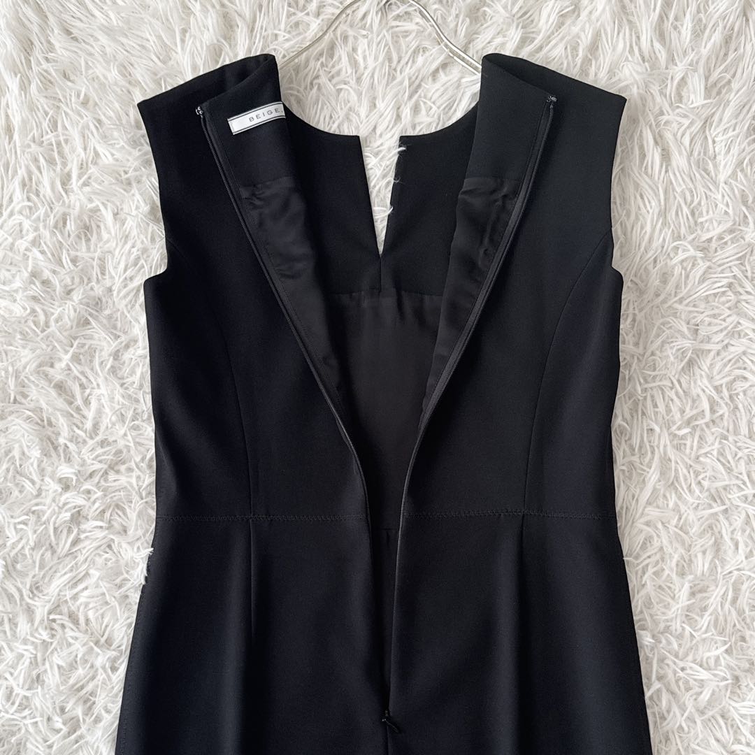 未使用級 BEIGE,ベイジ✨LUIZA ワンピース キーネック 黒 サイズ0