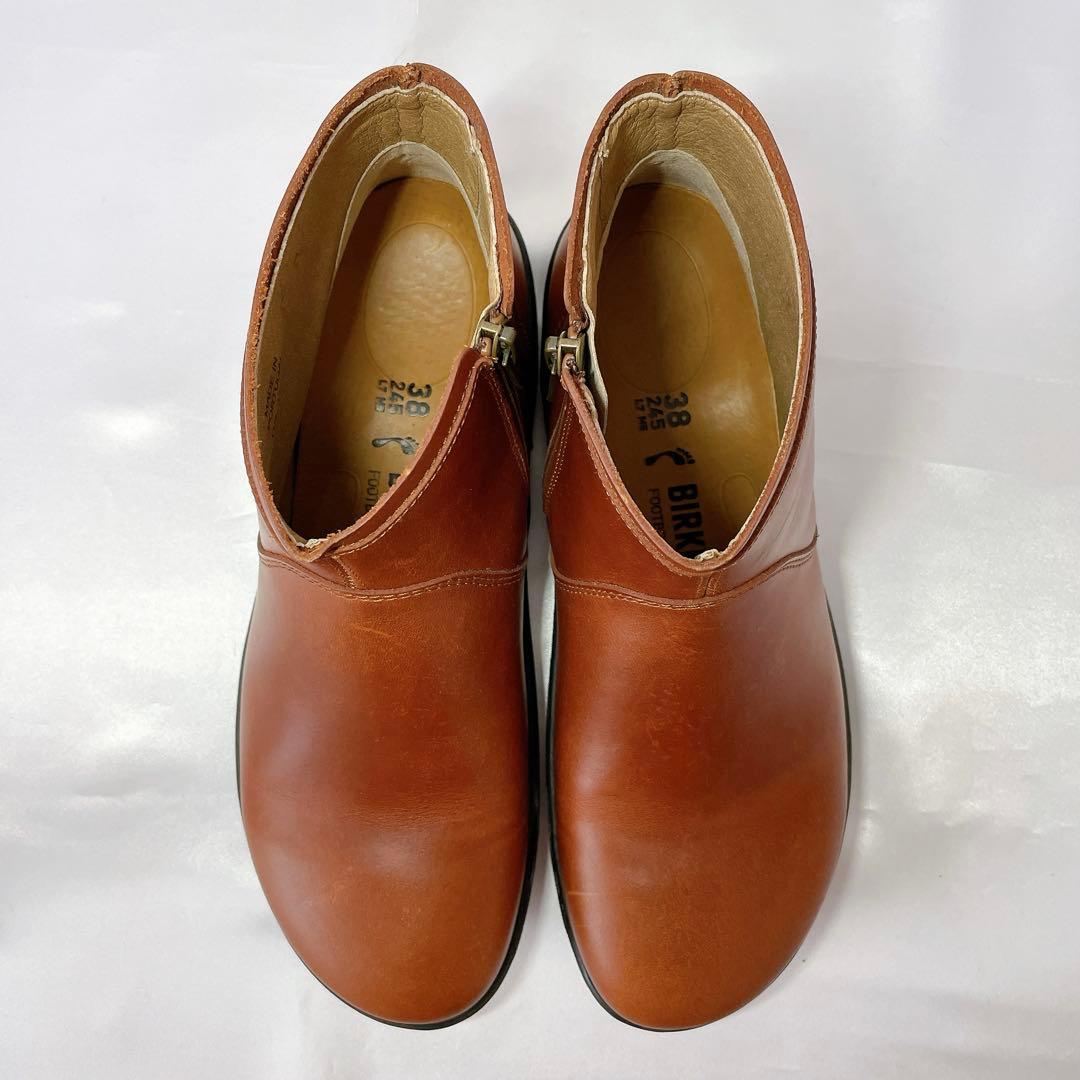 ビルケンシュトック ベニントン 38 ショートブーツ ブラウン サイドジップ本革