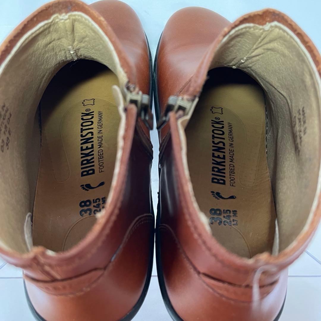 ビルケンシュトック ベニントン 38 ショートブーツ ブラウン サイドジップ本革