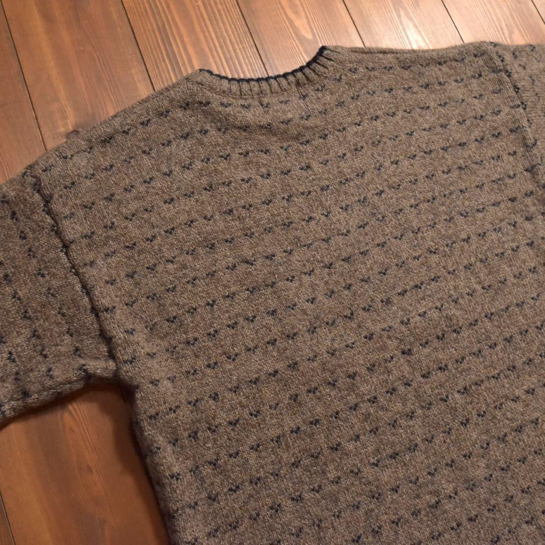 Woolrich バーズアイニットセーター クルーネック ブラウン