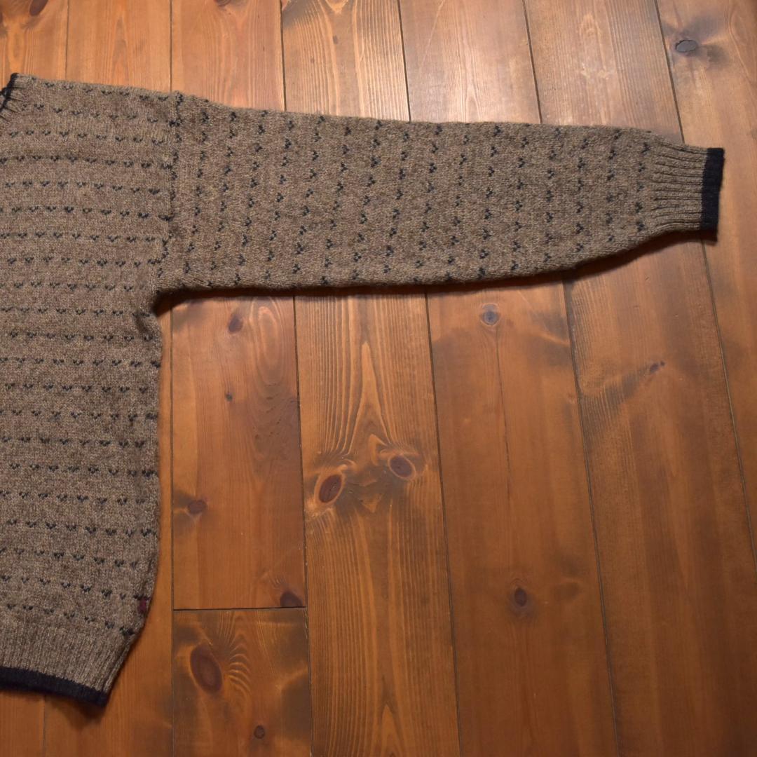 Woolrich バーズアイニットセーター クルーネック ブラウン