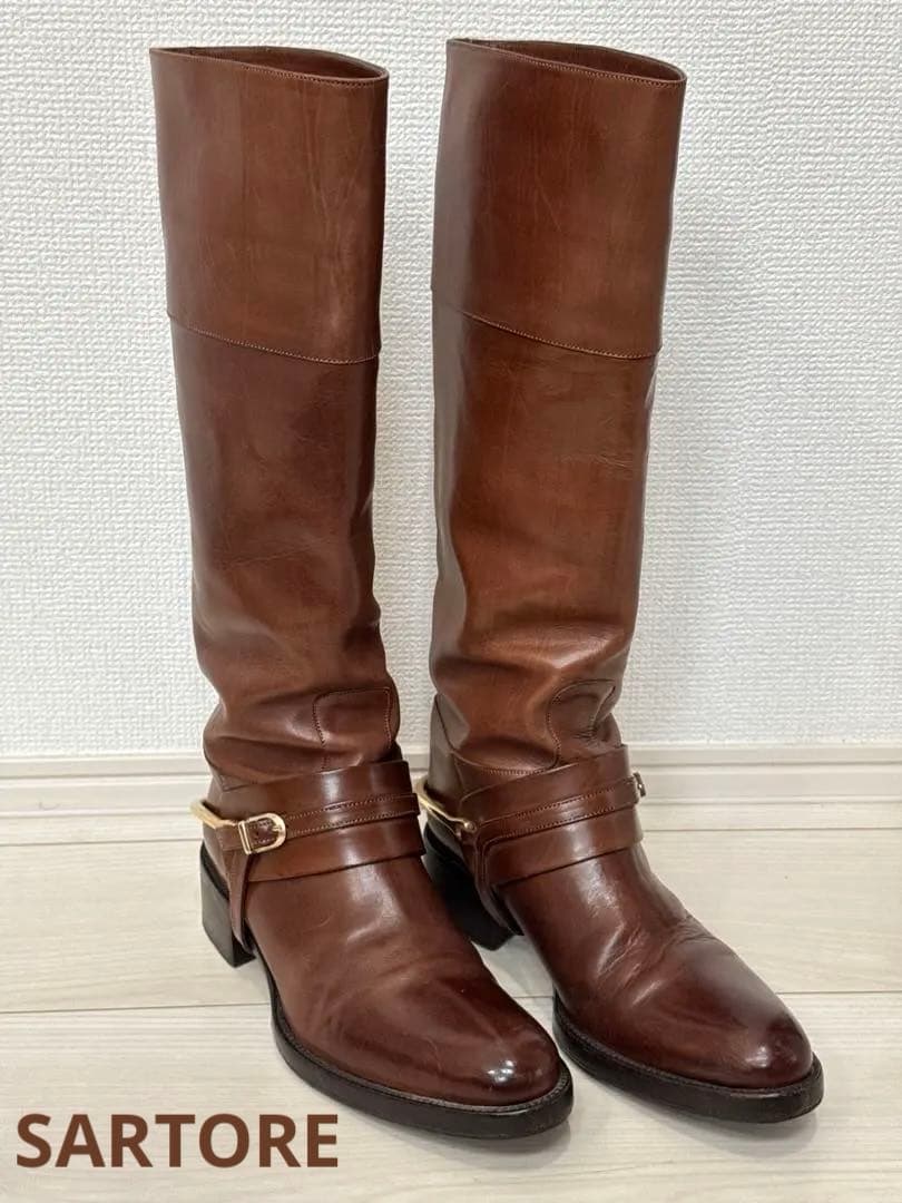 お正月限定価格！SARTORE ジョッキーロングブーツ本革　イタリア製　35.5
