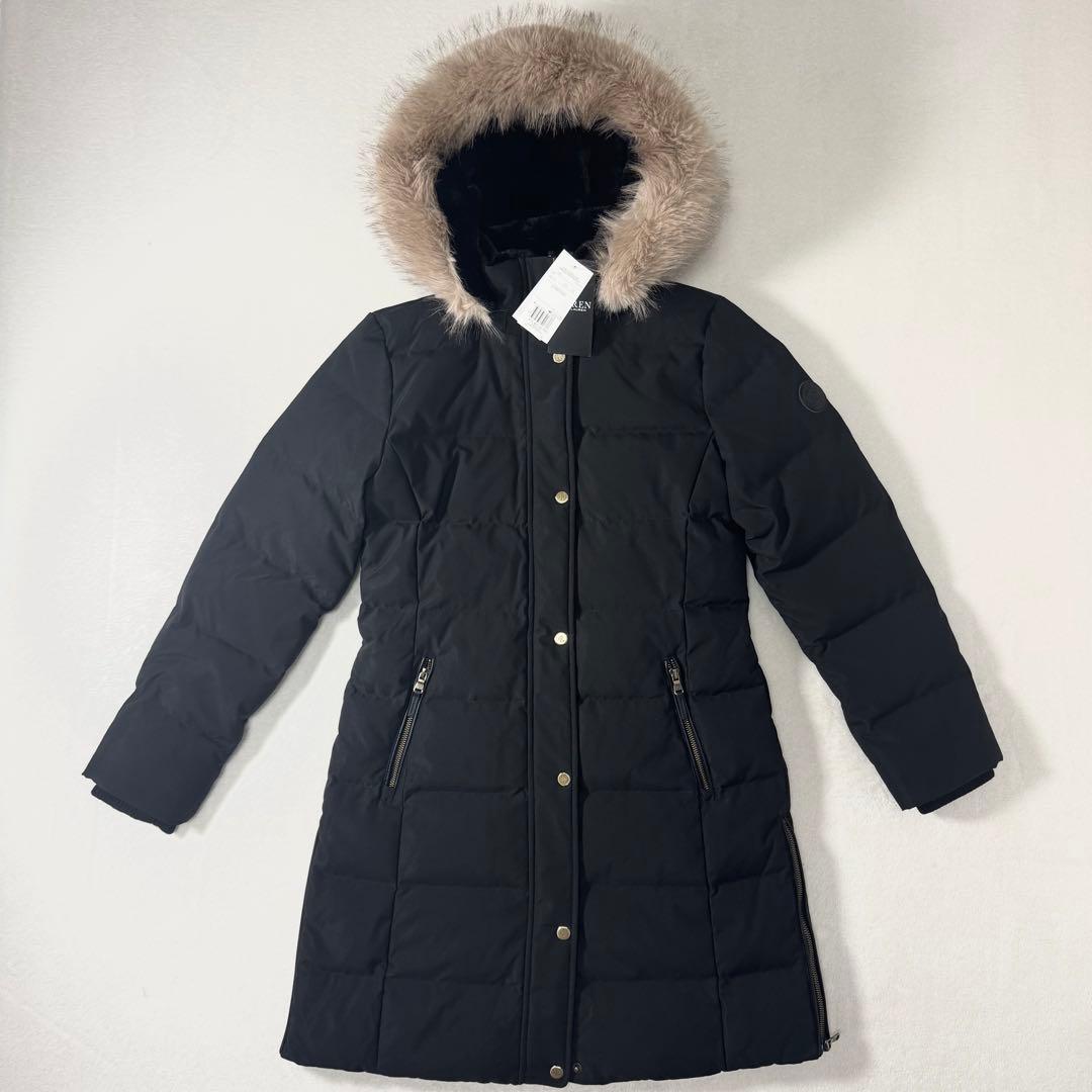 新品 ローレンラルフローレン フェイクファー ダウンコート ブラック S