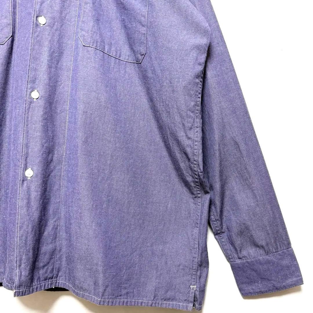 サイズ4！comoli パープルダンガリーシャツ　オープンカラーシャツ