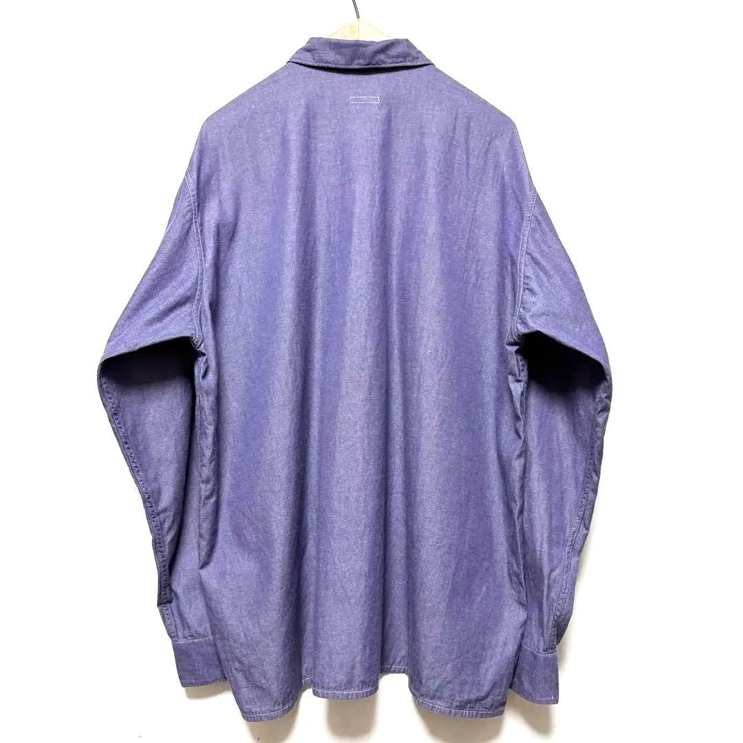 サイズ4！comoli パープルダンガリーシャツ　オープンカラーシャツ