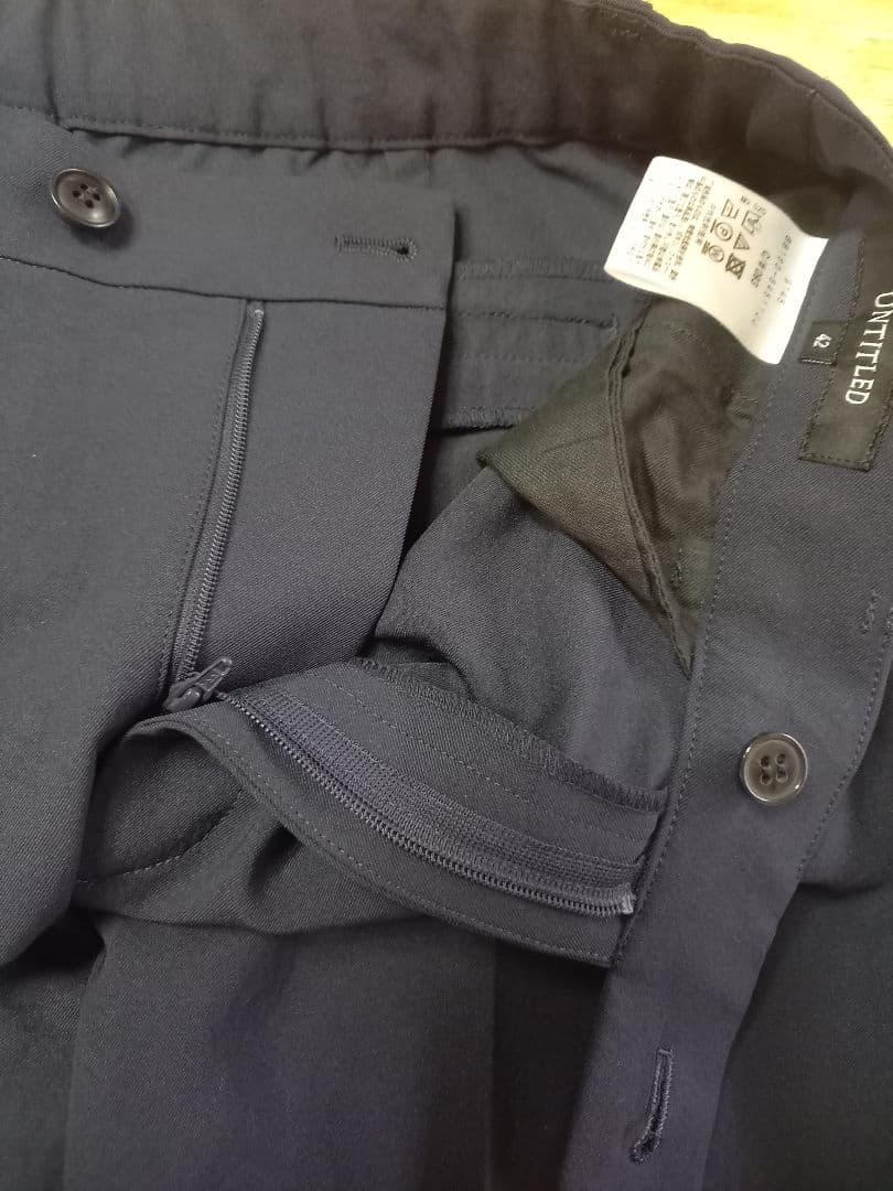 UNTITLEDノーカラージャケット パンツ スーツ 大きいサイズ42　手洗い