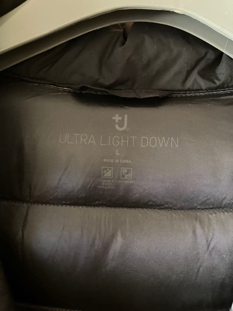 美品★ユニクロ +J ウルトラライトダウンフーデットコート 黒　Ｌサイズ