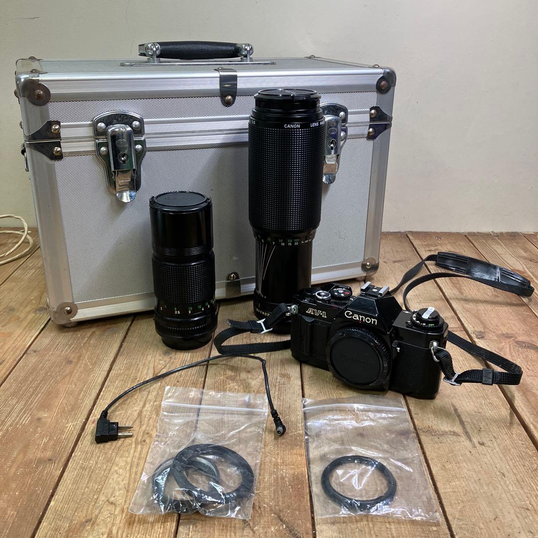 A-壁 Canon AV-1 フィルムカメラ レンズ2本セット アルミケース付