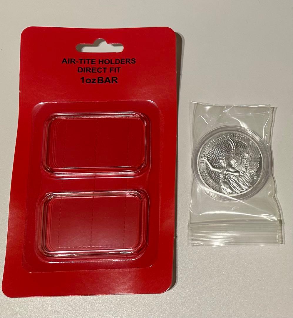 純銀　銀貨セントヘレナ1オンス女王の美徳 プラスエアタイト長方形1オンスカプセル