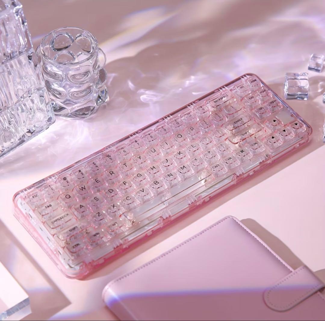 【美品】YUNZII X71 メカニカルゲーミングキーボード（ピンク）