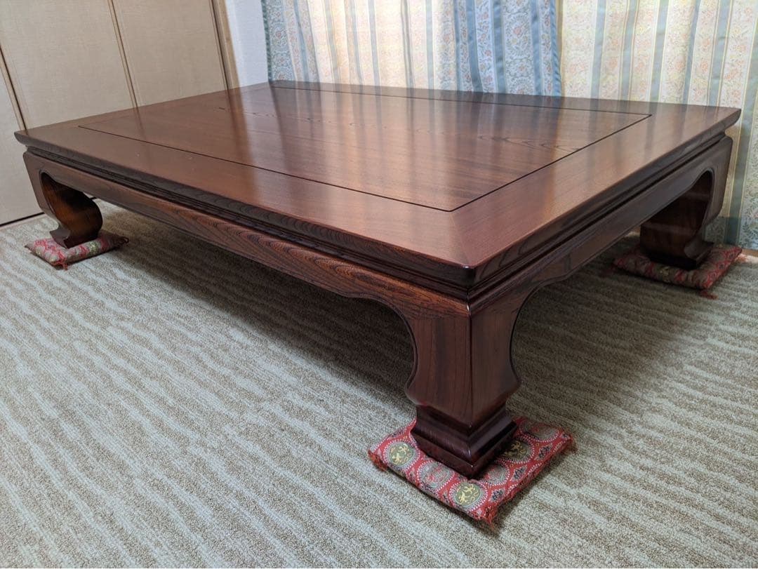 格安‼️座卓　未使用！国産天然木【総欅】 総けやき無垢材　あつらえ品、長期保管品！