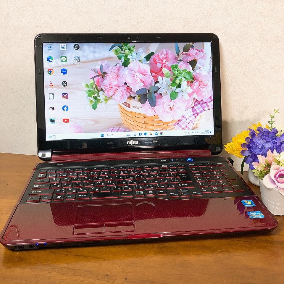 168 富士通 赤 ノートPC 初心者用ガイド本付