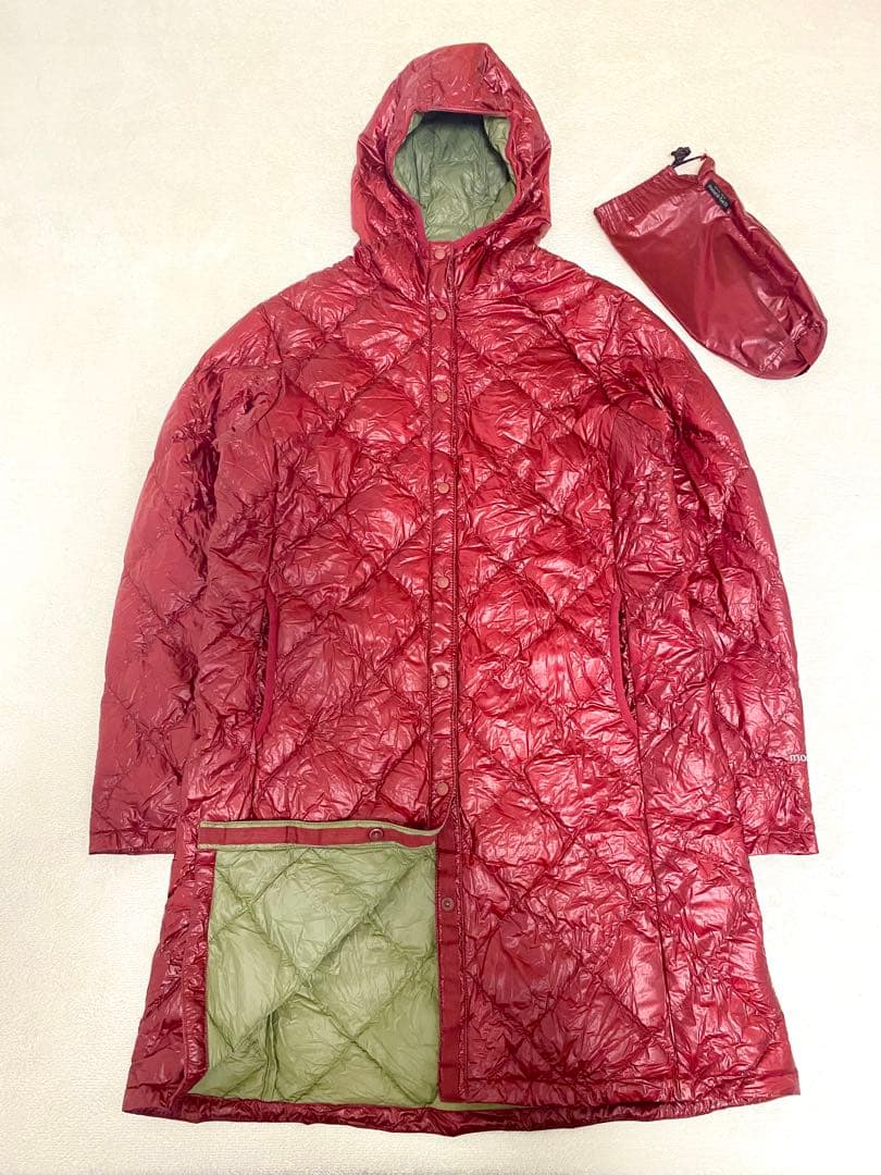 ★美品 収納袋付 montbell モンベル トラベルダウンコート レッド L