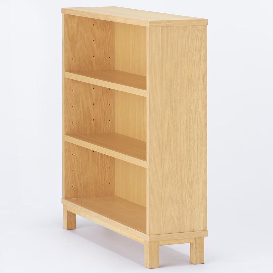 無印良品　オーク材薄型ラック・ワイド小・奥行22cm