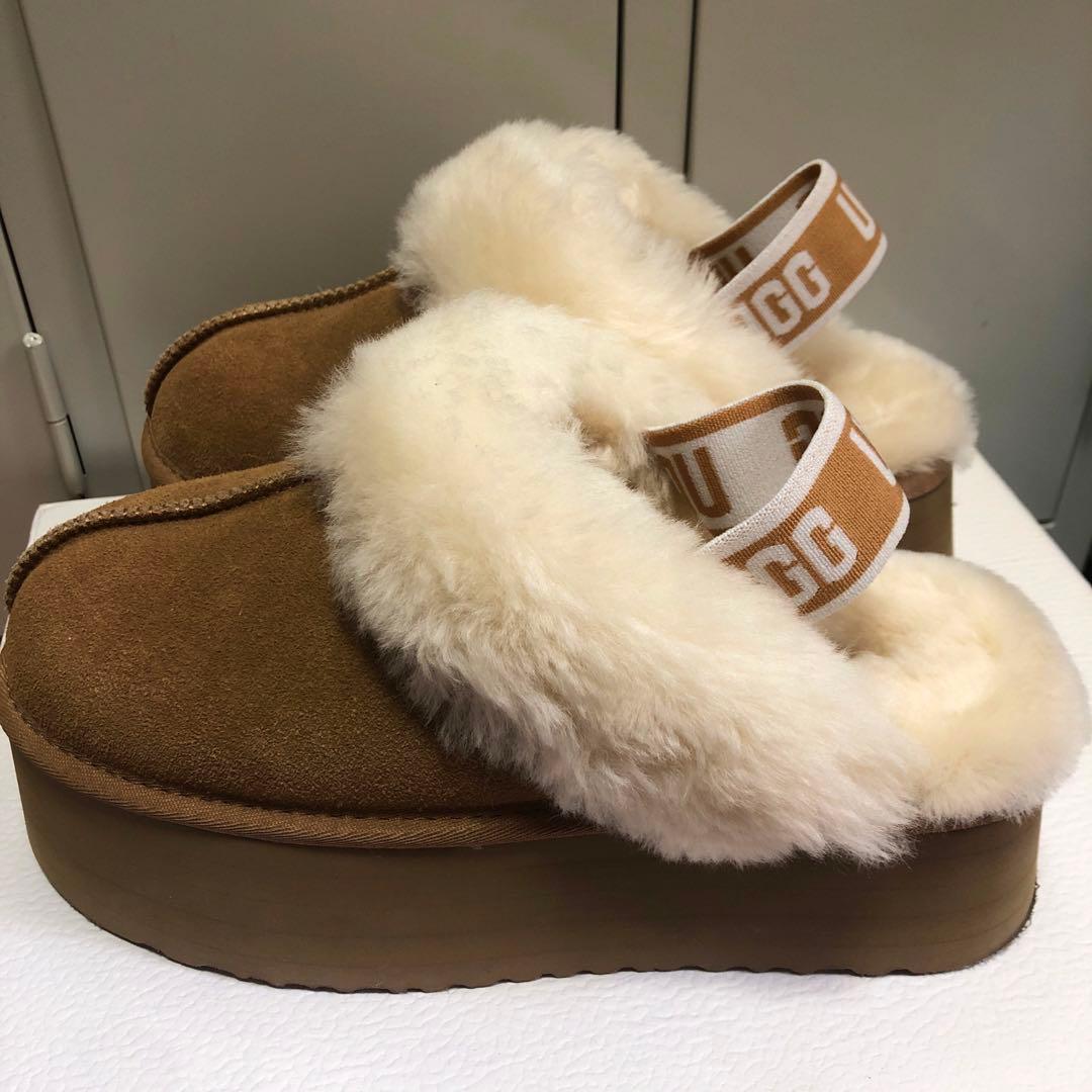 アッグUGG ムートンブーツ ベージュ　23厚底　スリッポン　Funkette
