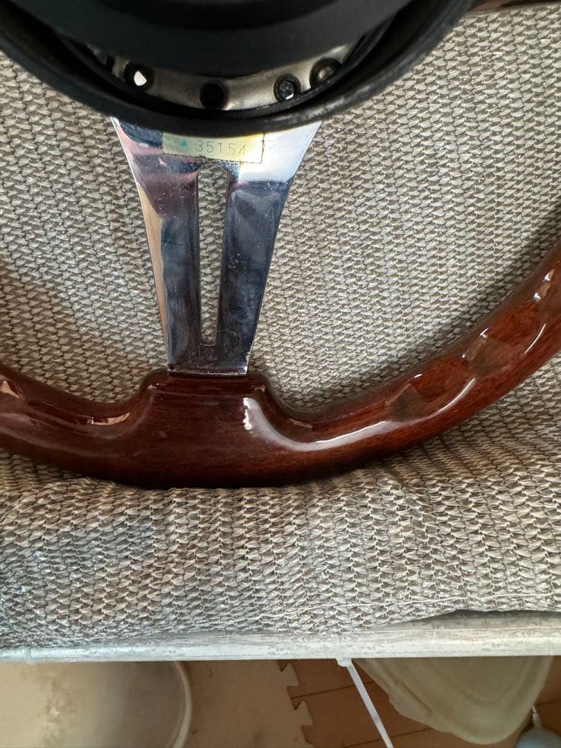 ナルディタイプ　ウッドとメタルの3スポークステアリング330mm 送料無料