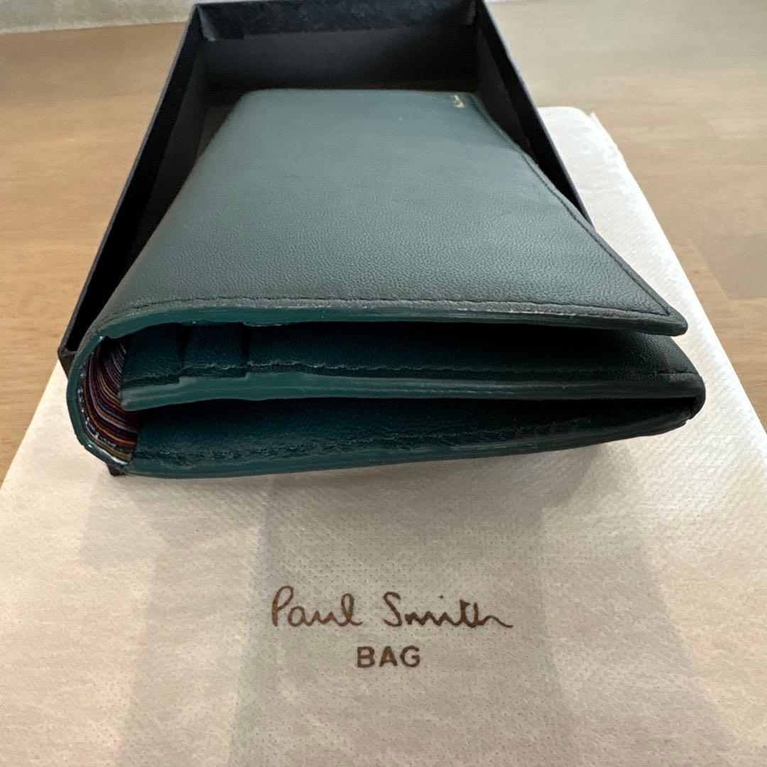 ポールスミス マルチストライプトリムインサイド 長財布 グリーン