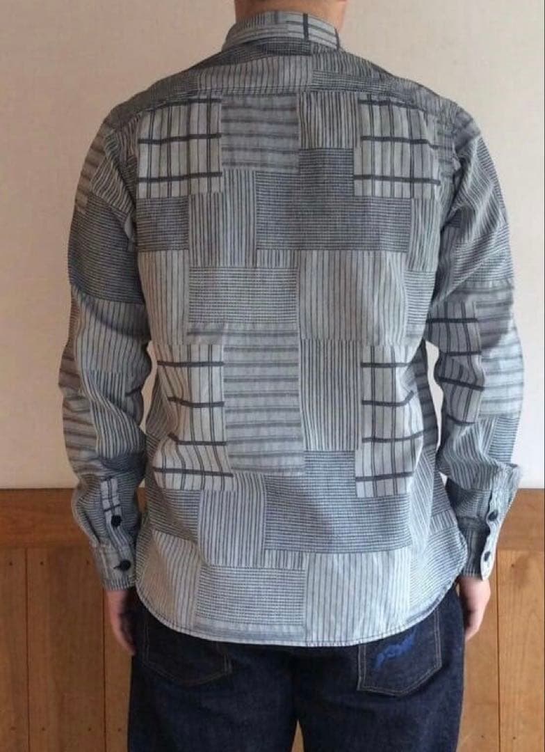 【試着のみ】BLUE TRICK 刺子パッチ ワークシャツ 白 サイズ5 XL