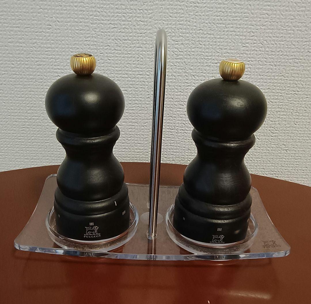 PEUGEOTプジョー ソルトミル12cm チョコ ペッパーミル トレイセット