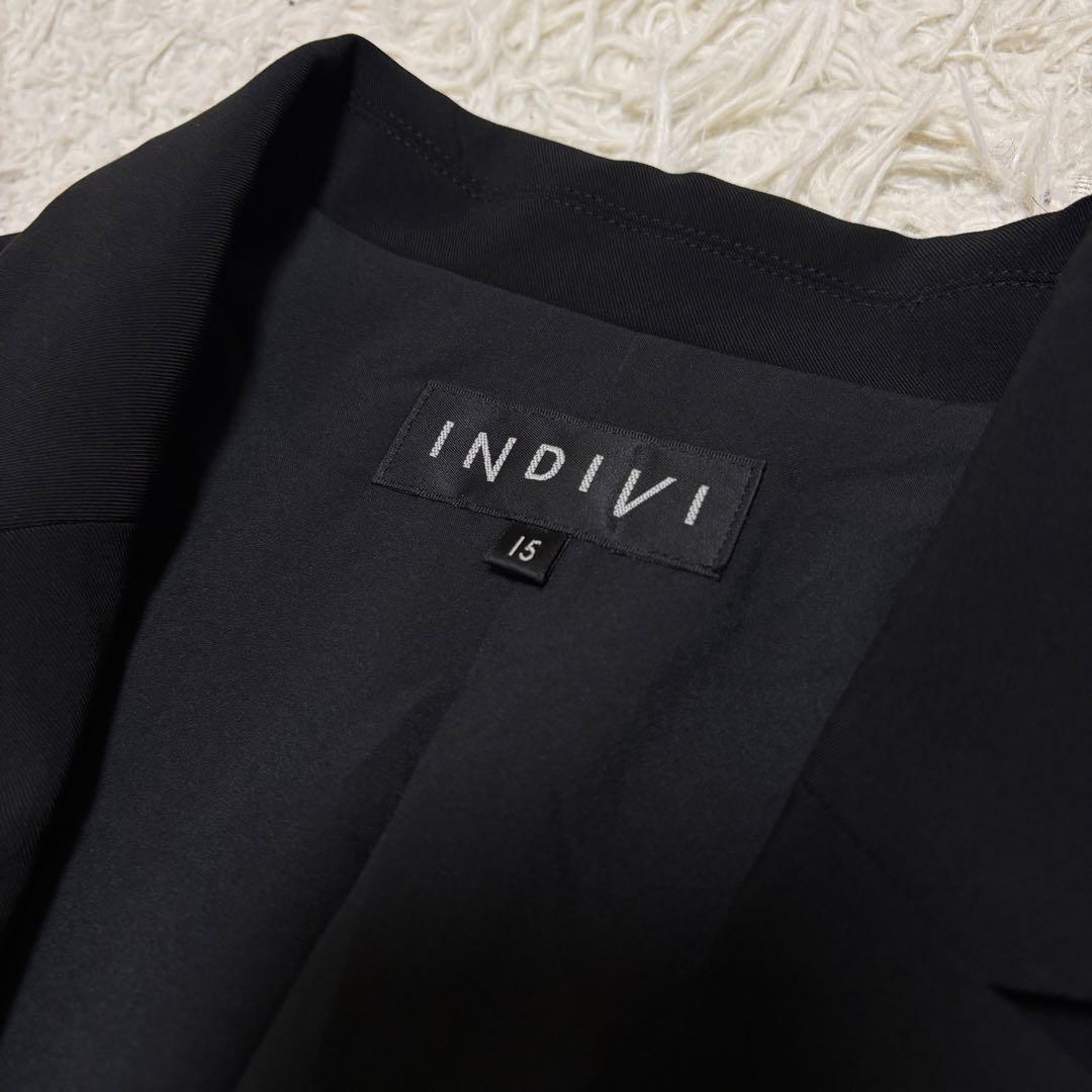 希少 15号 INDIVI ストレッチ 伸縮性 セットアップ スーツ ブラック