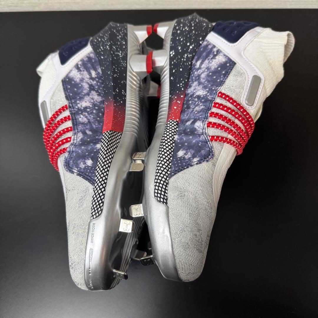 アンダーアーマー ベースボールスパイク 野球 金具 ハーパー8 ホワイト レッド