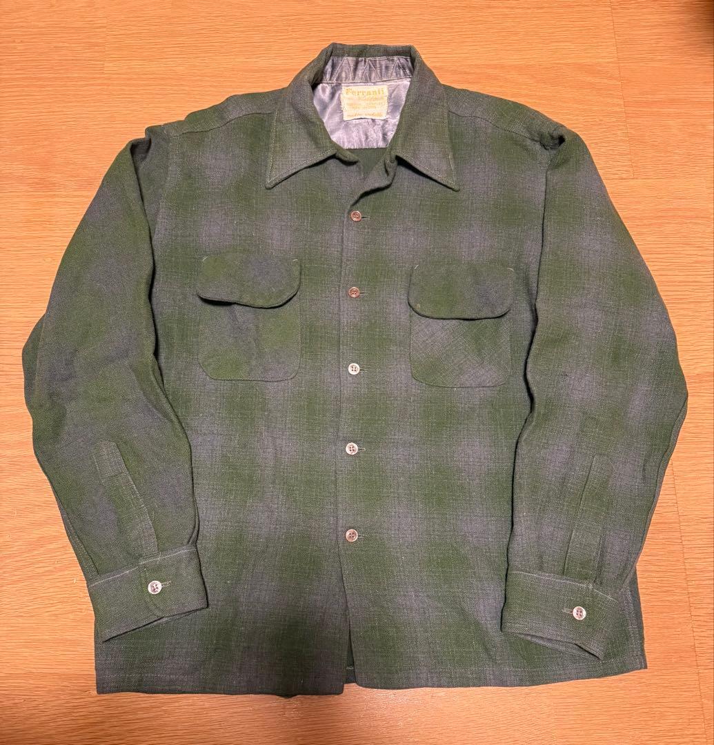 60s 70s オンブレチェック　ビンテージシャツ　vintage ウール