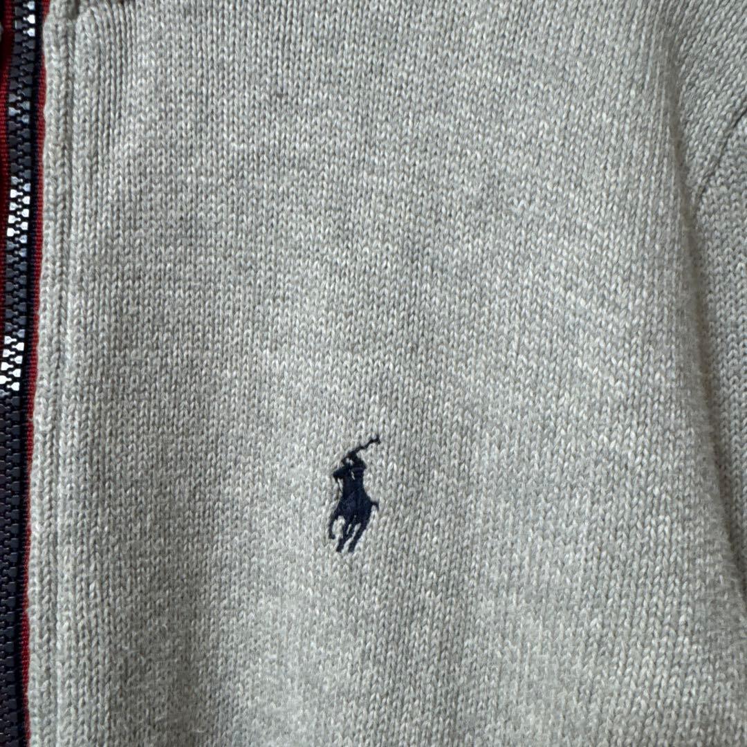 【美品】ポロラルフローレン フルジップ ニット セーター グレー S 綿100